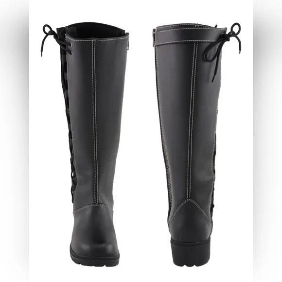 Milwaukee Black 17-Inch Lace Side Leather Boots with Contrast Stitching #1124 - Picture 10 of 16